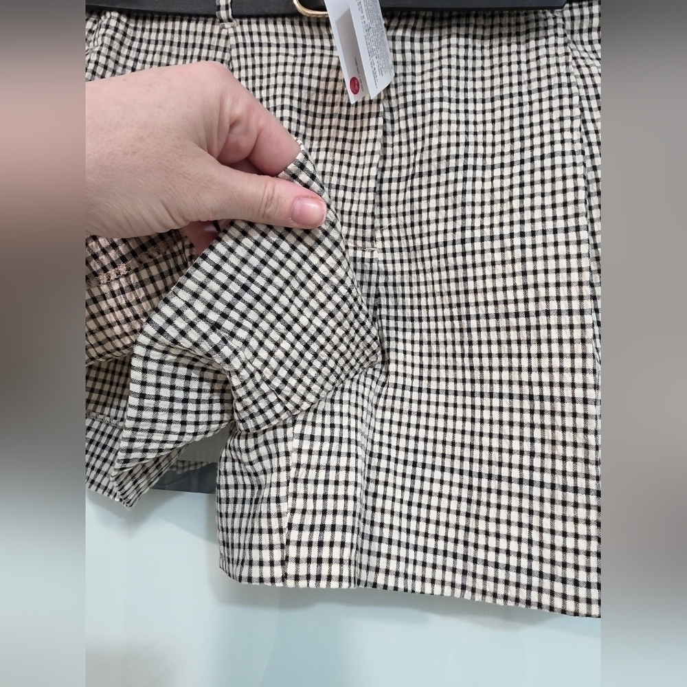 Zara Belted Giingham Plaid Cotton Shorts - Picture 7 of 15